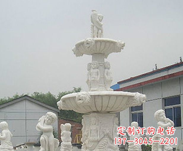 泉州汉白玉天使大型喷泉石雕