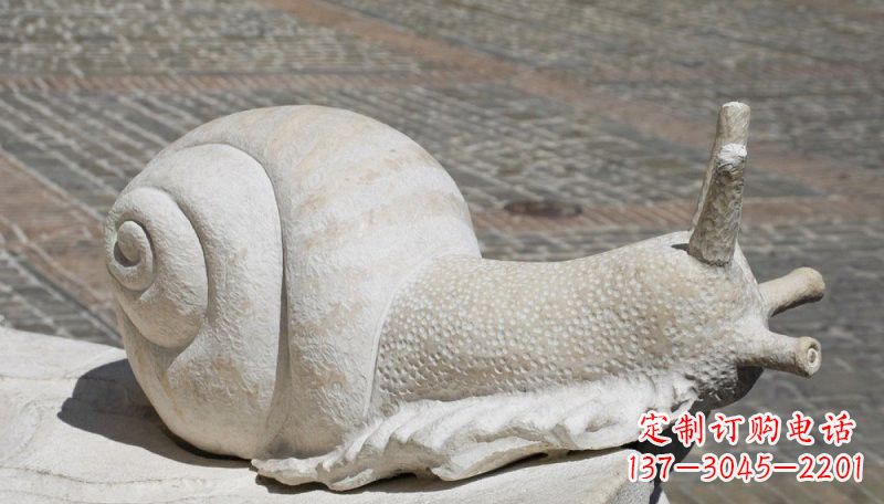 泉州汉白玉蜗牛动物石雕