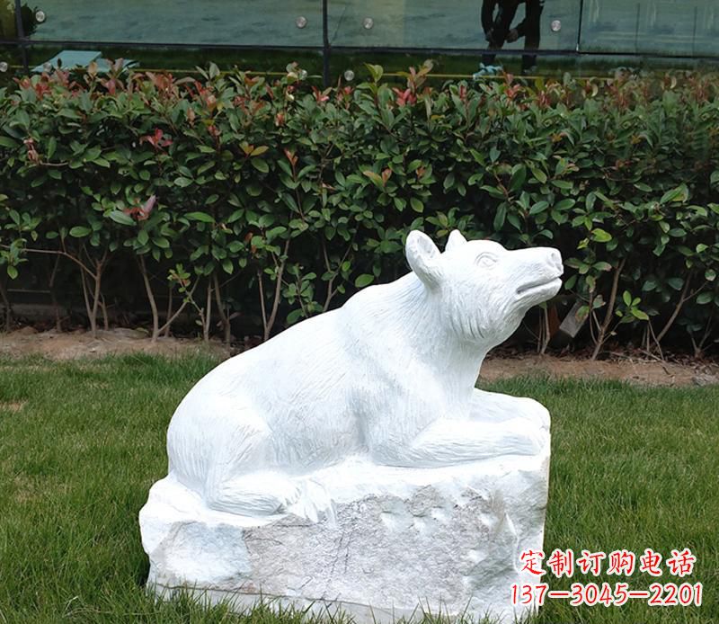 泉州唯美可爱的汉白玉小区动物熊雕塑