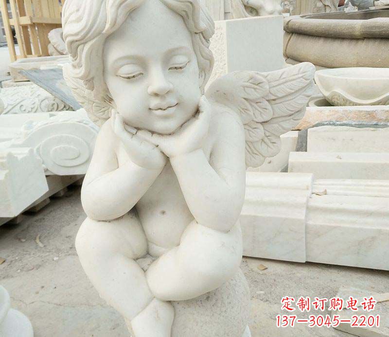 泉州汉白玉小天使西方儿童石雕,让孩子们拥有属于自己的天使