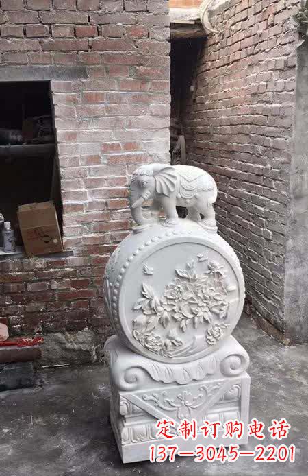 泉州汉白玉小象抱鼓石