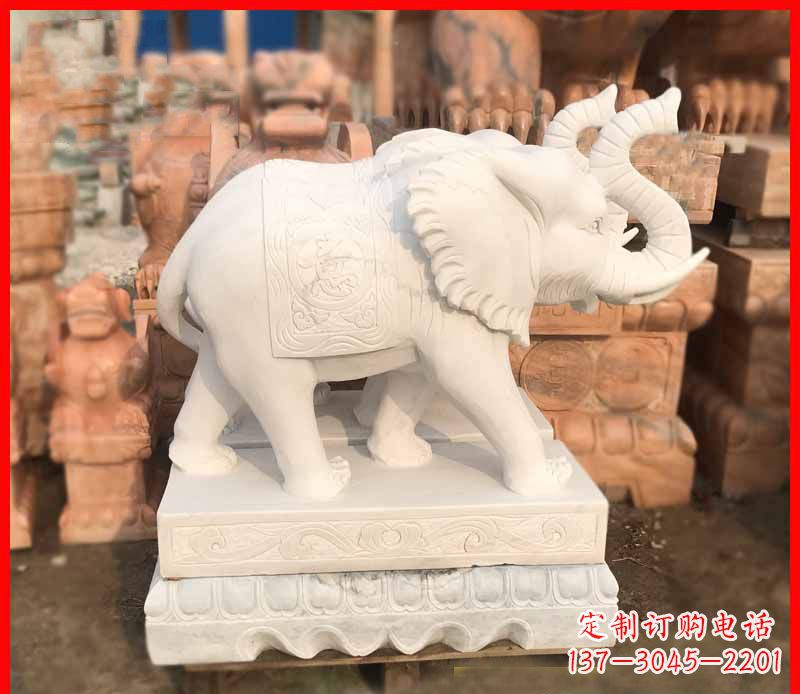 泉州汉白玉招财大象雕塑