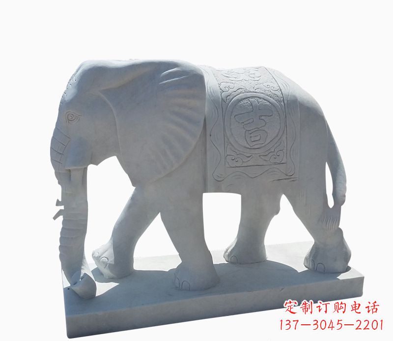 泉州桃花开,当铺金,汉白玉大象雕塑,吉祥引财