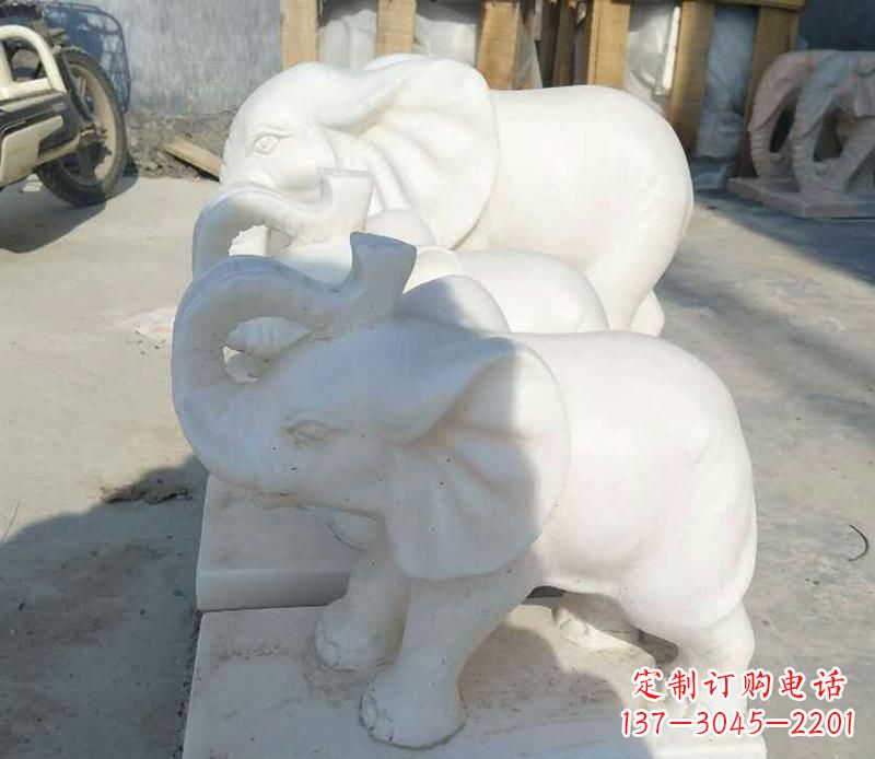 泉州高端汉白玉招财小象雕塑