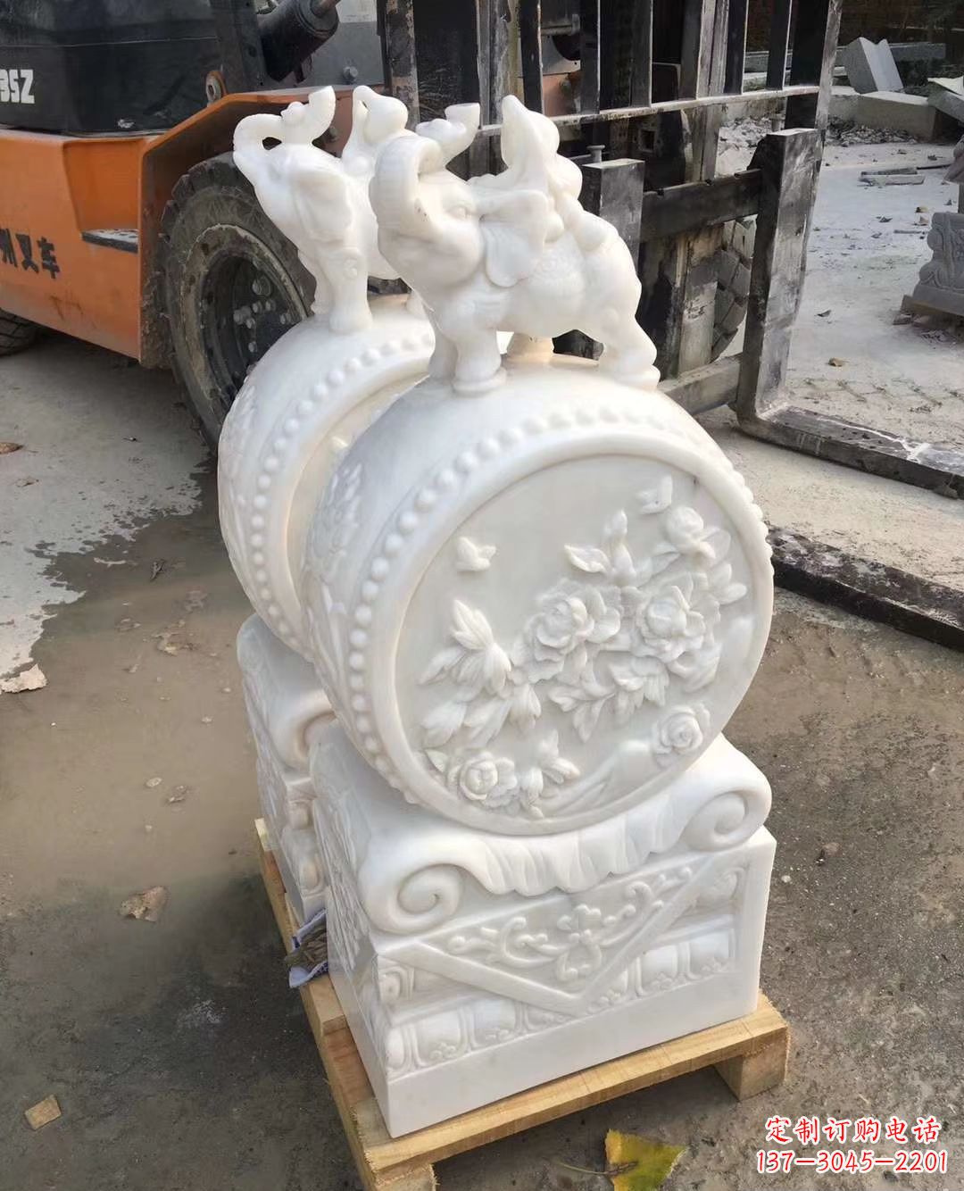 泉州精致小象招财石门墩,树立你的百年吉祥