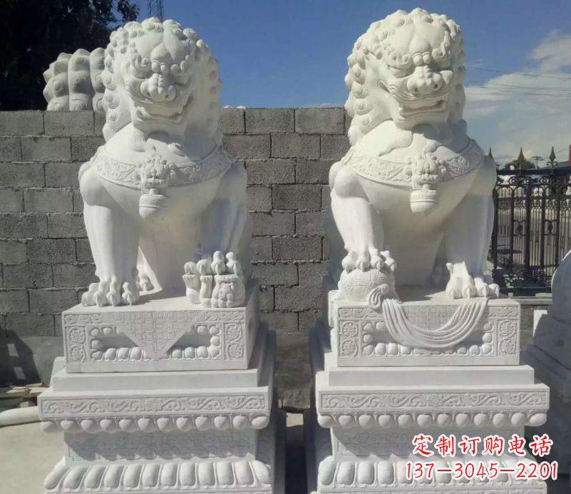 泉州汉白玉镇宅狮子石雕塑