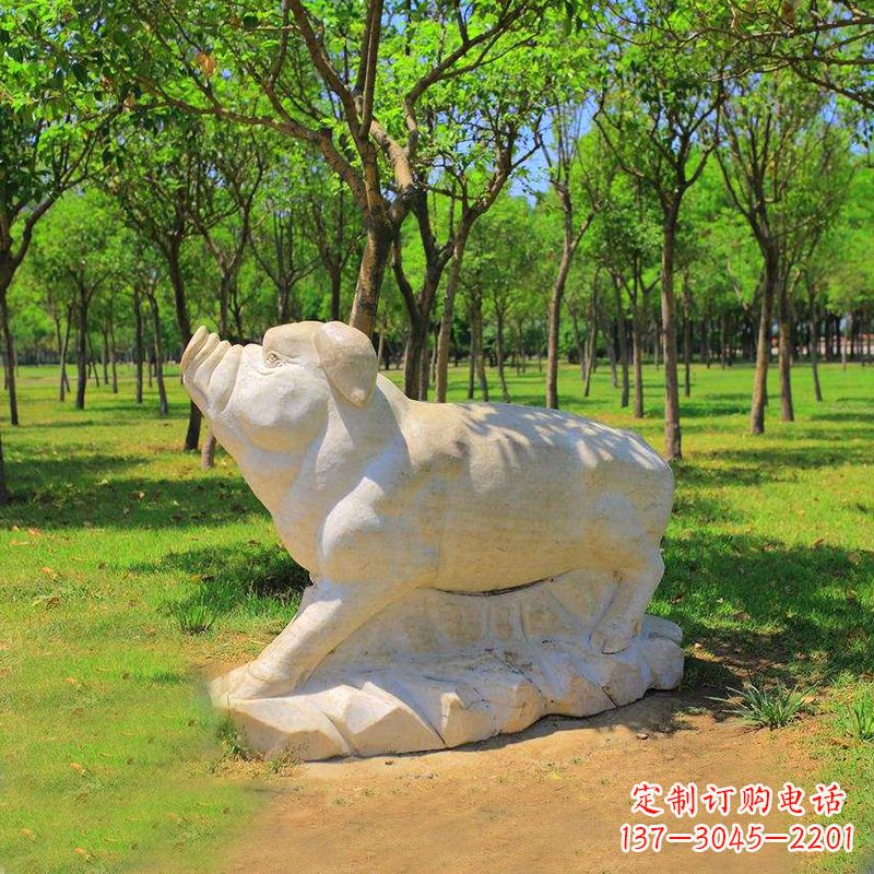 泉州传统十二生肖精美手工猪石雕动物雕塑