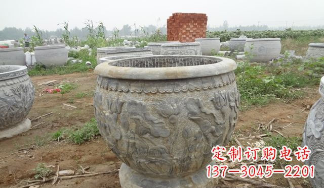 泉州荷花花盆公园景观石浮雕