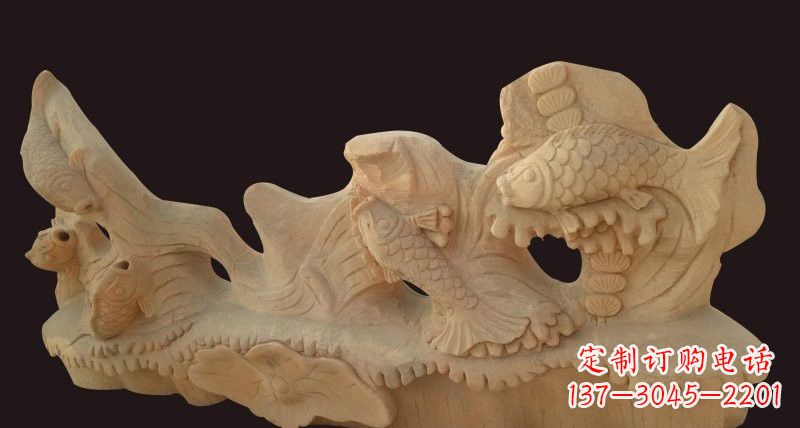 泉州荷花鲤鱼石雕