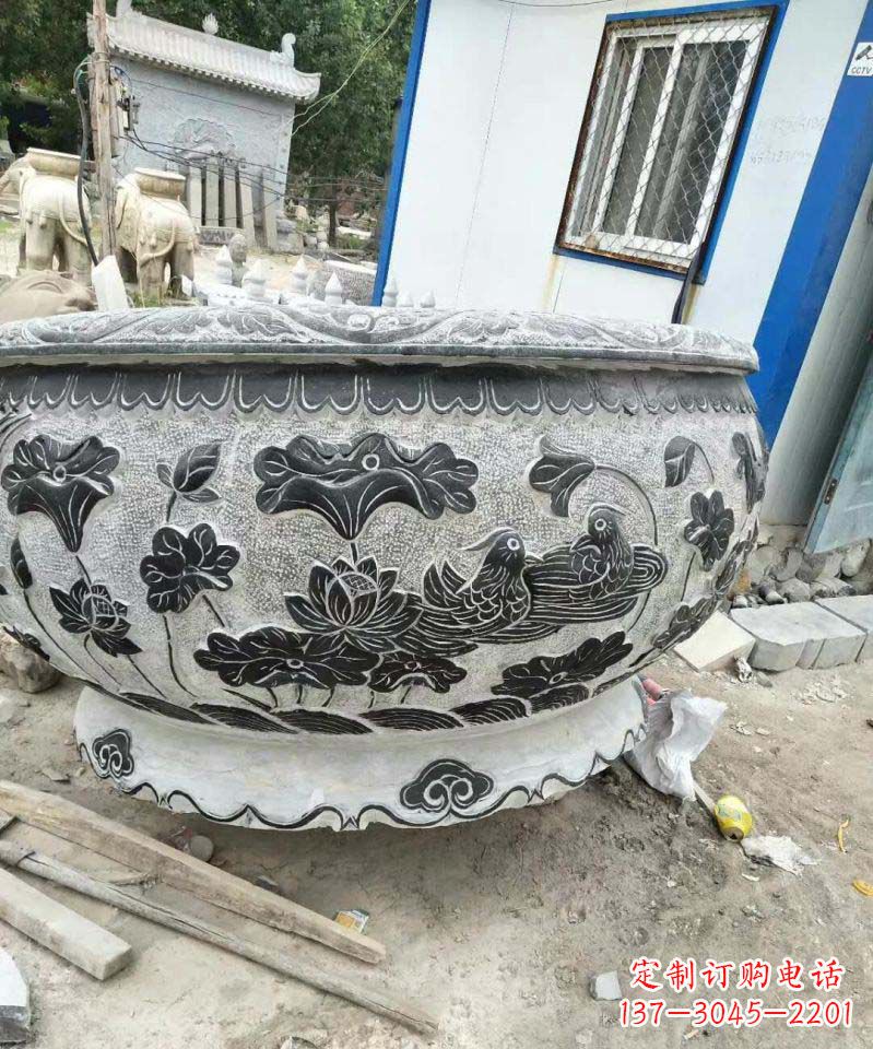 泉州荷花石雕水缸,给你安静的空间