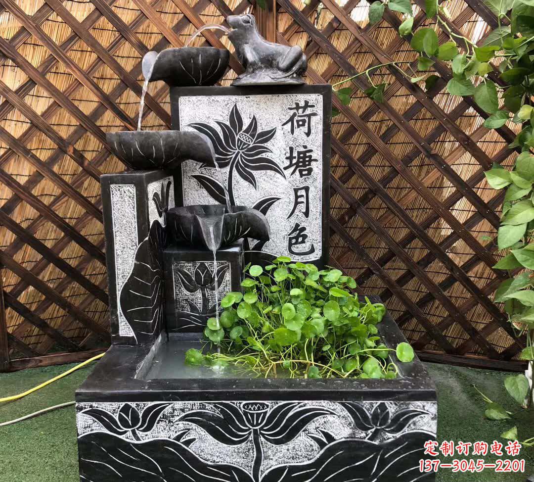 泉州荷塘月色景观石雕喷水池