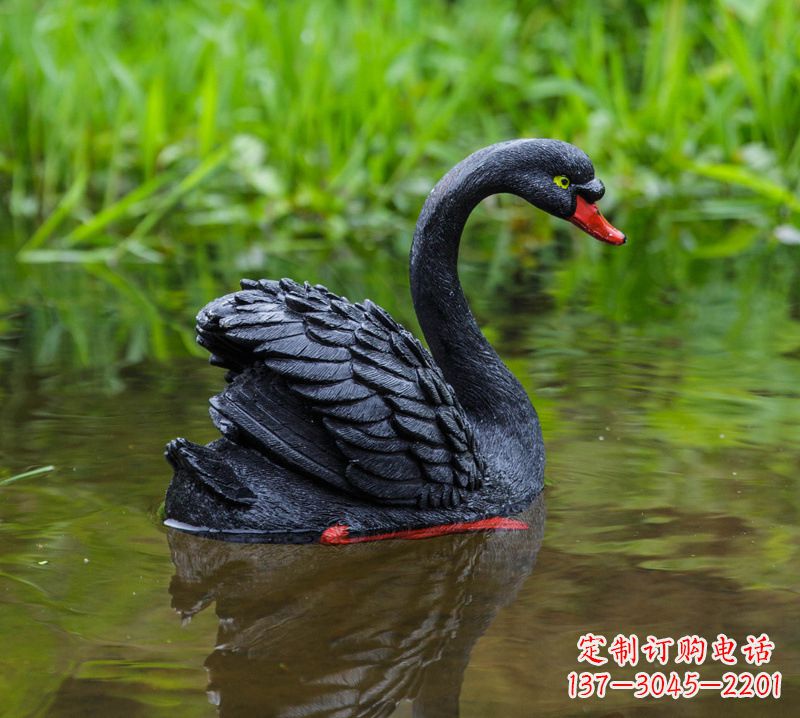 泉州精致风范:黑天鹅展翅玻璃钢仿真雕塑