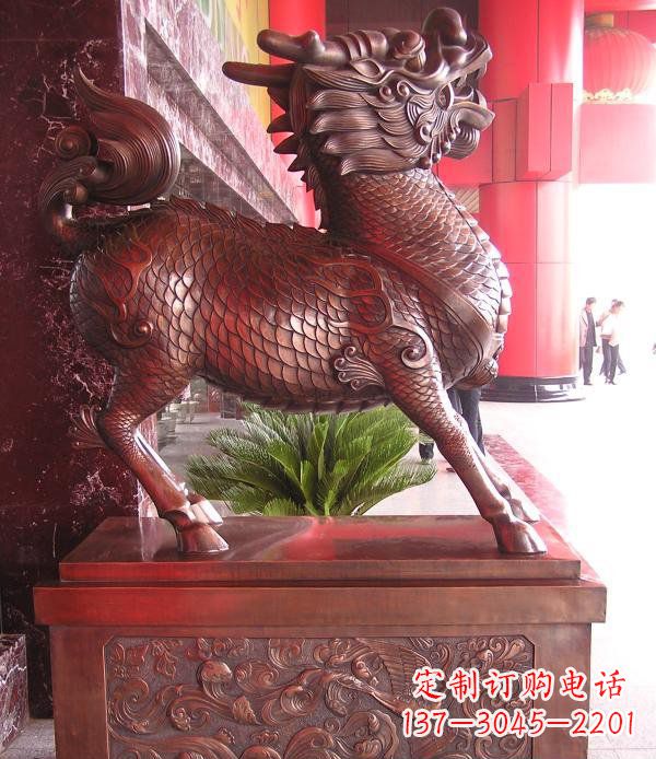 泉州红铜麒麟神兽铜雕