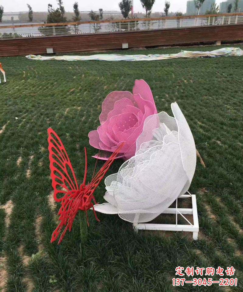 泉州户外不锈钢铁艺蝴蝶花朵雕塑