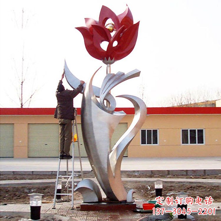 泉州高端定制玫瑰花不锈钢大型雕塑