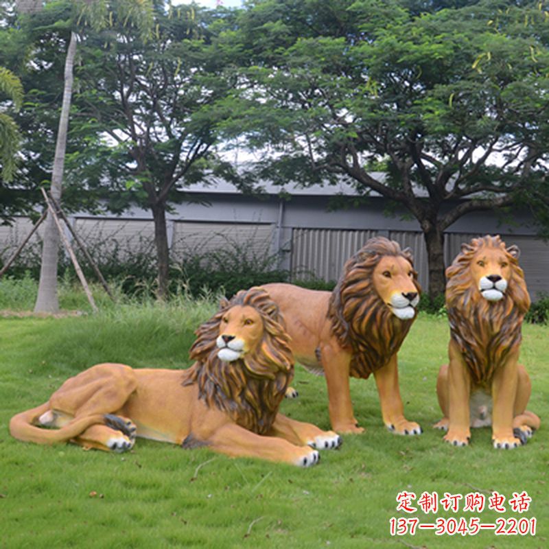 泉州把公园里的斗勇气释放出来--领雕金刚户外仿真狮子雕塑