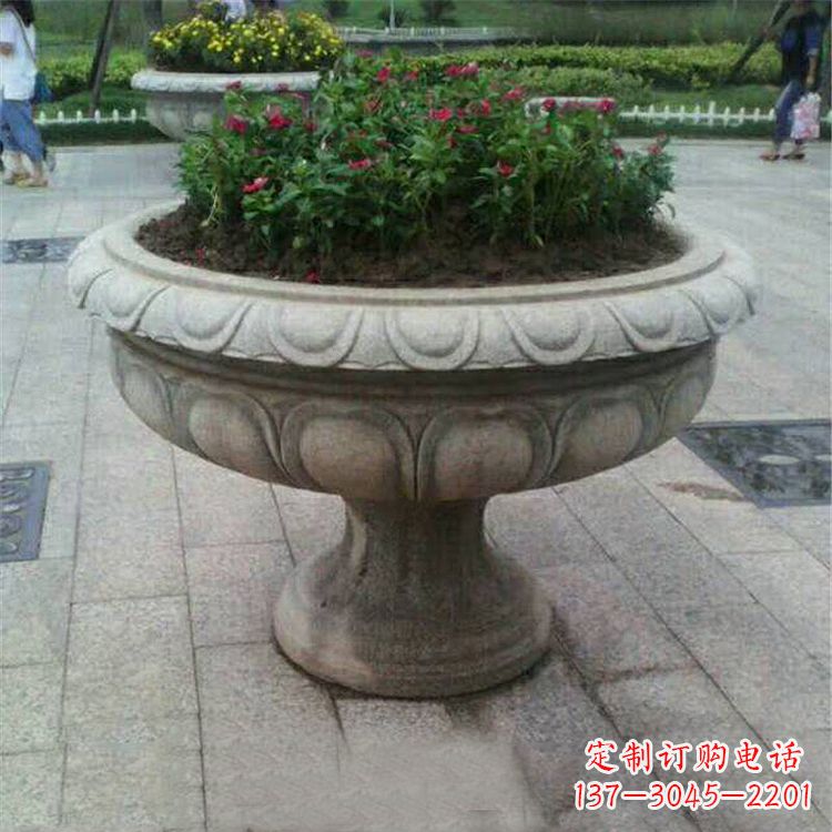 泉州中领雕塑：精美花岗岩公园石雕花盆