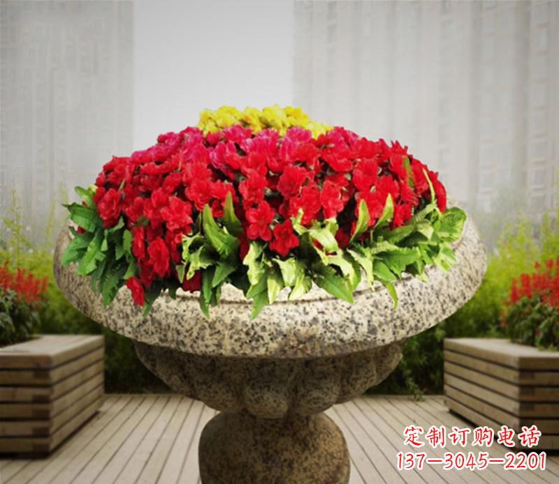 泉州花岗岩小区景观花盆雕塑:精美艺术设计