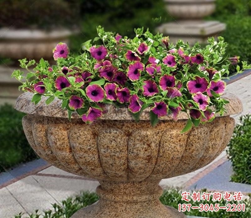泉州花岗岩小区景观花盆雕塑,添彩美化景观