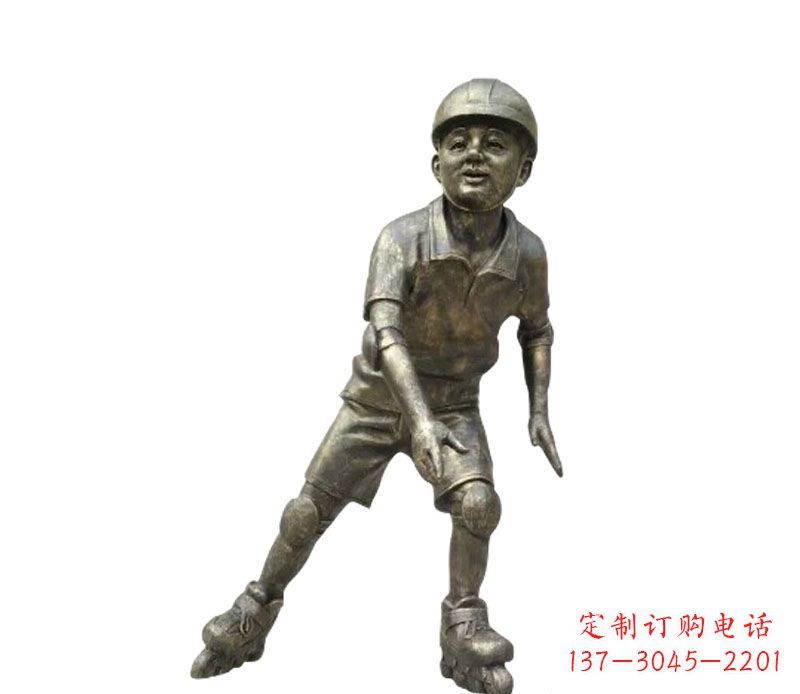 泉州滑轮滑的儿童铜雕