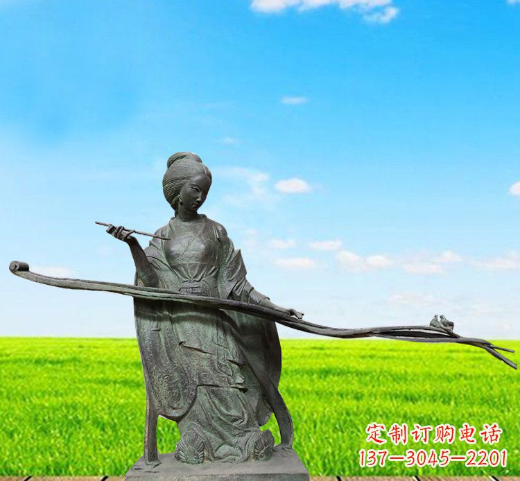 泉州画画的古代美女铜雕