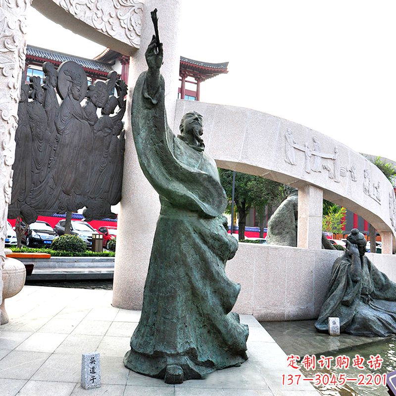 泉州中领雕塑:仿古吴道子铜雕像