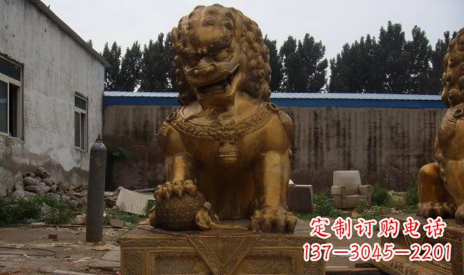 泉州黄铜踩球故宫狮子铜雕