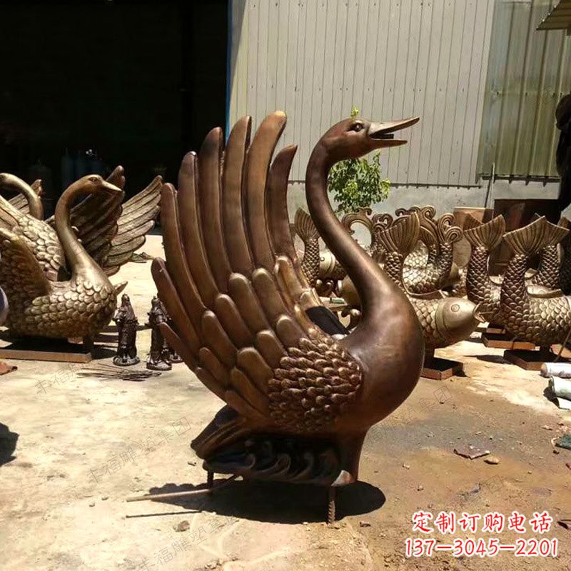 泉州精美黄铜天鹅雕塑中领雕塑的精美黄铜天鹅雕…