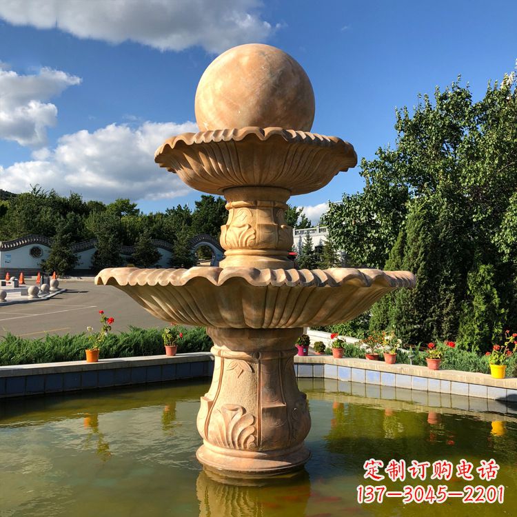 泉州黄锈石石雕喷泉
