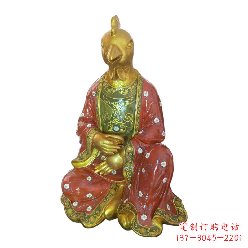 泉州鸡-玻璃钢彩绘生肖雕塑