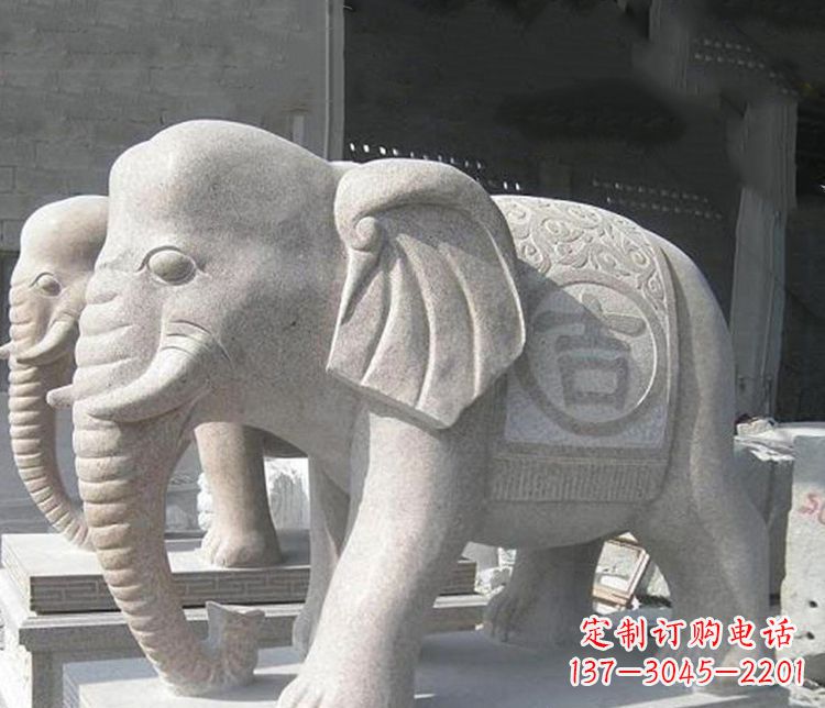 泉州吉祥大理石大象石雕