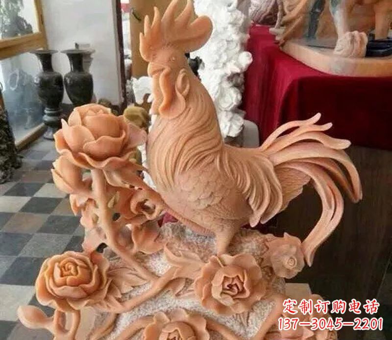 泉州国家元素:吉祥如意公鸡石雕