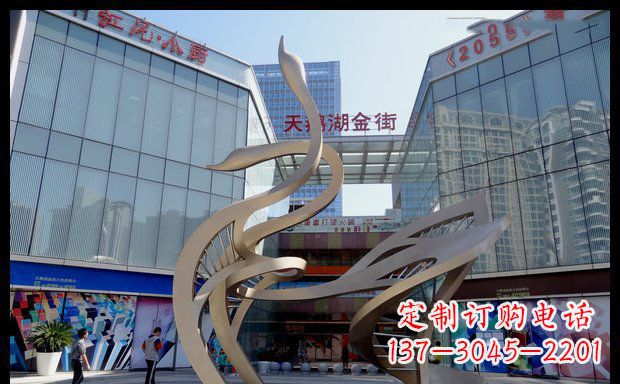 泉州高雅大气的不锈钢抽象天鹅雕塑