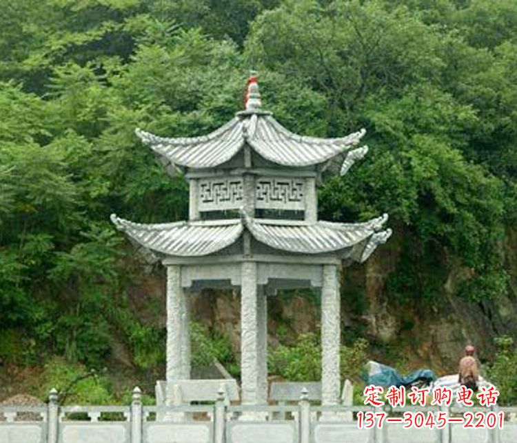 泉州景区仿古双层石凉亭石雕