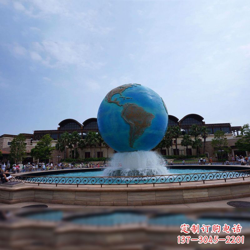 泉州视觉奇景,不锈钢水景喷泉地球仪雕塑