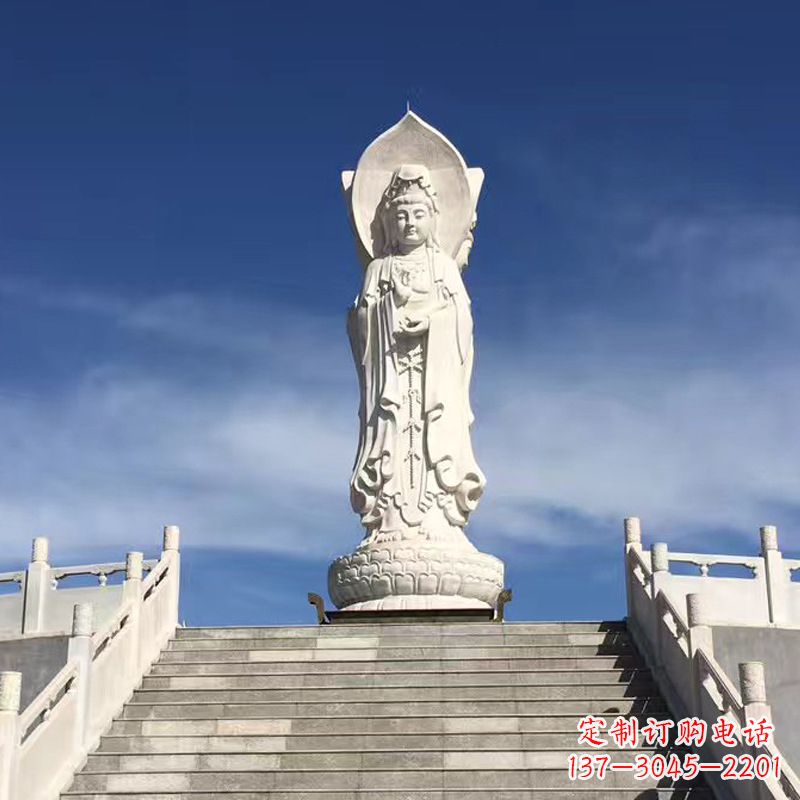 泉州景区广场大型三面观音石雕景观雕塑