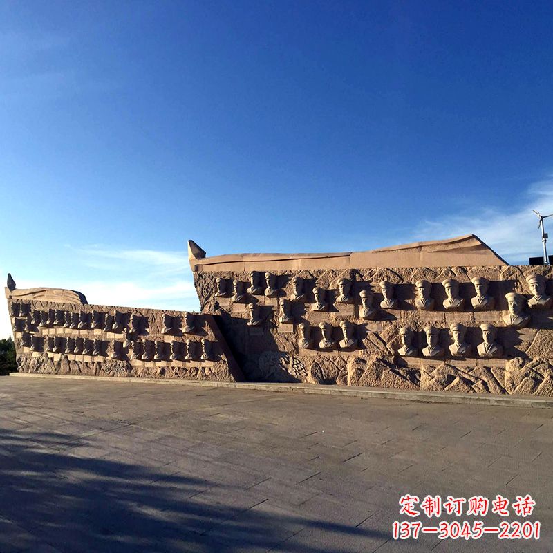 泉州景区广场当代名人著名将领景观石雕头像群