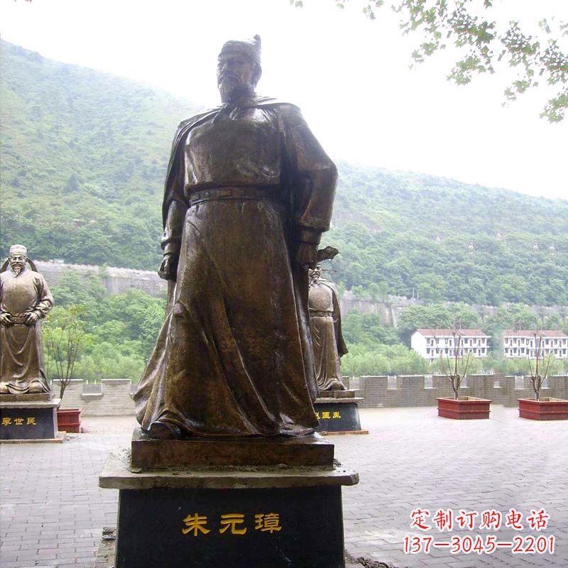 泉州景区广场古代帝王明太祖朱元璋铜雕塑像