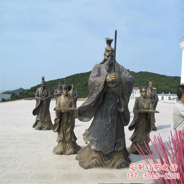 泉州景区广场秦始皇祭祀铜雕情景小品雕塑
