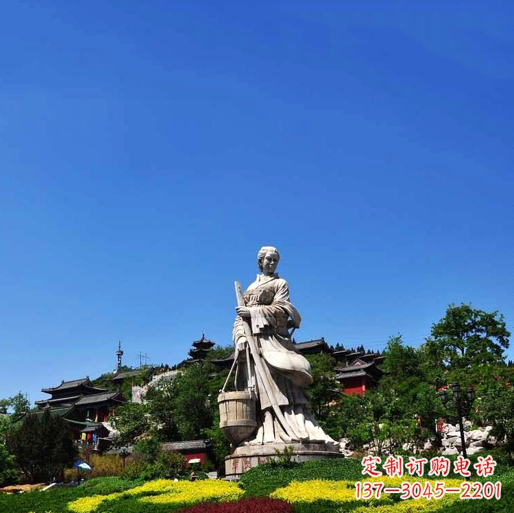 泉州景区历史人物雕塑,春秋四大美女之文姜汉白玉石雕像