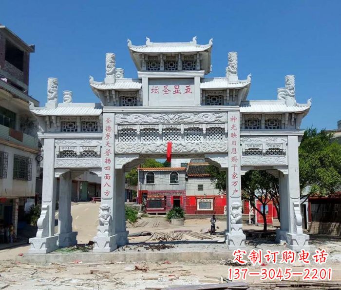 泉州中领雕塑-三门牌坊石雕