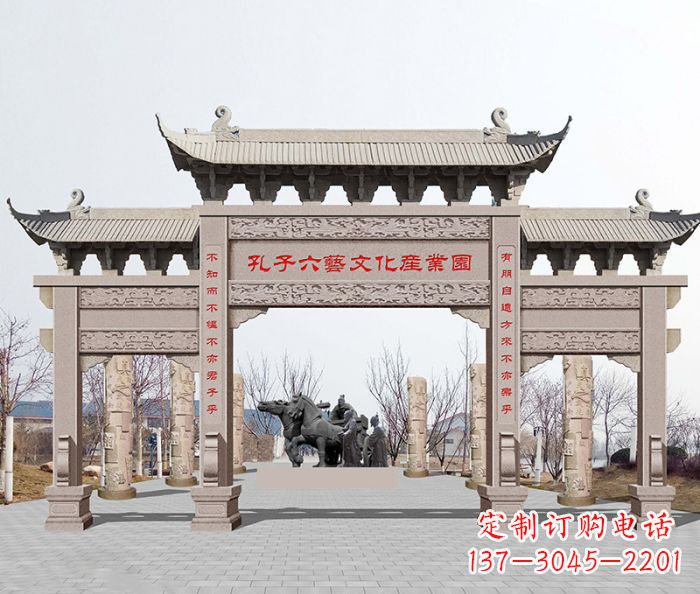 泉州景区三门石雕牌坊-高质美观可靠的雕塑装置