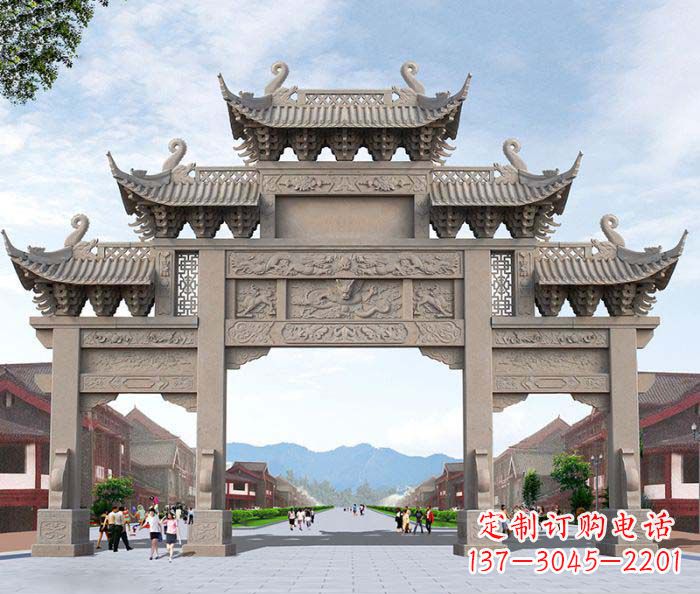 泉州景区三门石雕牌楼 (3)