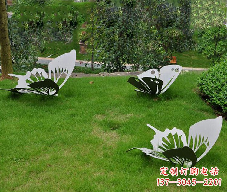 泉州镜面不锈钢蝴蝶公园草坪动物雕塑摆件