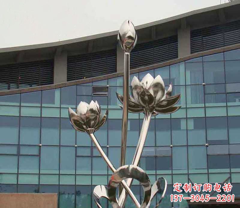 泉州优质镜面不锈钢荷花塑像