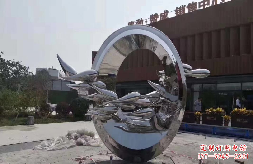 泉州镜面不锈钢鲤鱼跃龙门雕塑