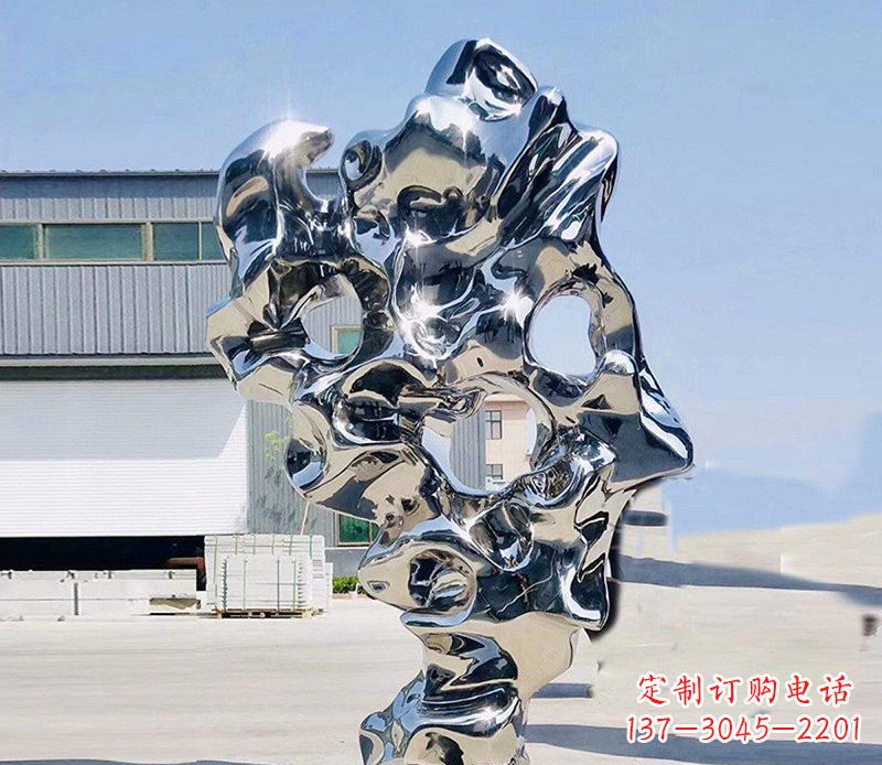 泉州太湖石雕塑,完美结合不锈钢镜面