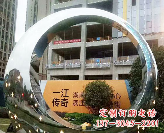 泉州让您的空间脱颖而出!时尚镜面不锈钢圆环景观雕塑