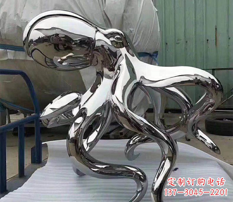 泉州精致华丽的镜面不锈钢章鱼雕塑