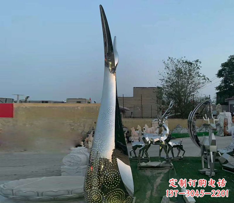 泉州高雅优雅,中领雕塑定制不锈钢抽象天鹅雕塑